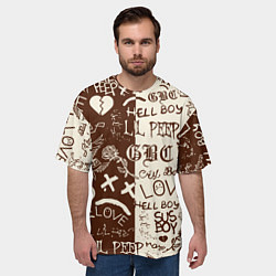 Футболка оверсайз мужская Lil peep retro pattern, цвет: 3D-принт — фото 2