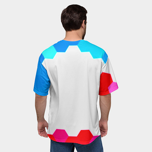 Мужская футболка оверсайз Квейк соты / 3D-принт – фото 4