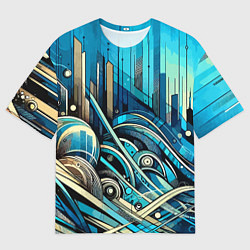 Футболка оверсайз мужская Абстрактный урбанистический пейзаж - нейроарт, цвет: 3D-принт