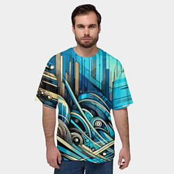 Футболка оверсайз мужская Абстрактный урбанистический пейзаж - нейроарт, цвет: 3D-принт — фото 2