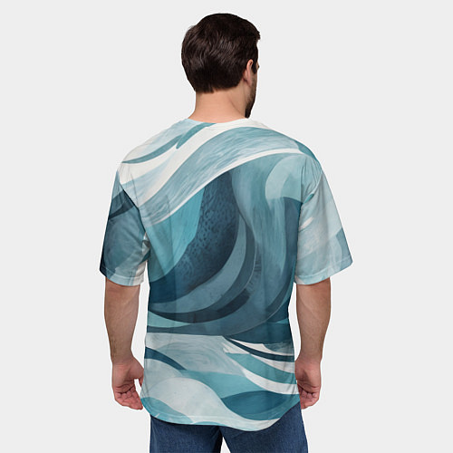 Мужская футболка оверсайз Океан абстракция волны / 3D-принт – фото 4