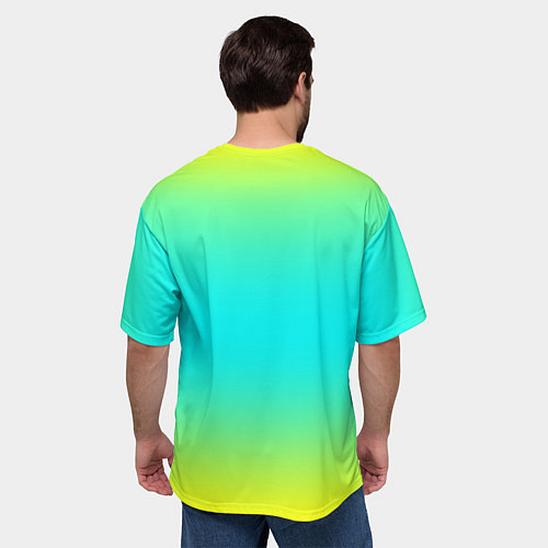Мужская футболка оверсайз Кислотный градиент абстракция / 3D-принт – фото 4