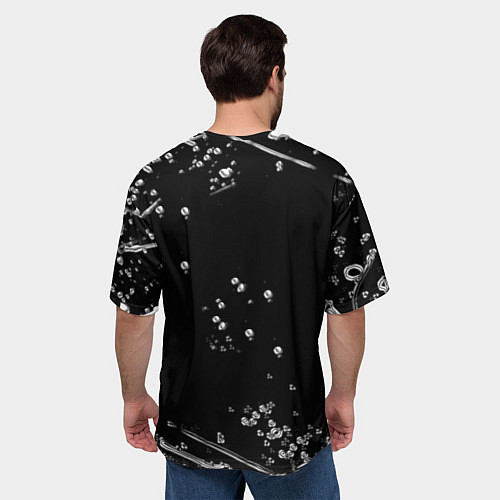 Мужская футболка оверсайз Герб РФ черно белые краски / 3D-принт – фото 4