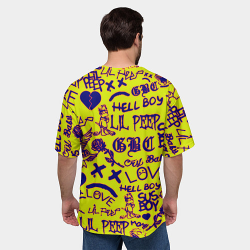 Мужская футболка оверсайз Lil peep rap pattern / 3D-принт – фото 4