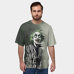 Футболка оверсайз мужская Сумасшедший Битлджус, цвет: 3D-принт — фото 2