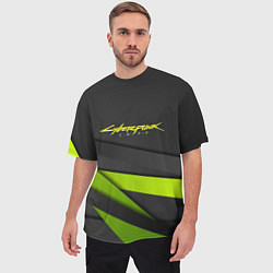 Футболка оверсайз мужская Cyberpunk 2077 stripes line, цвет: 3D-принт — фото 2