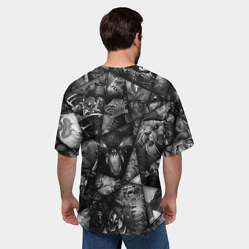 Мужская футболка оверсайз Dota 2 - мозаика из персонажей игры / 3D-принт – фото 4