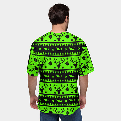 Мужская футболка оверсайз Doom кислотный новый год / 3D-принт – фото 4