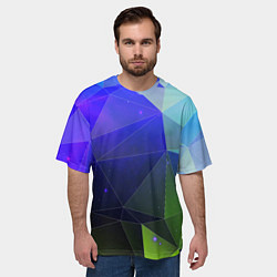 Футболка оверсайз мужская Неоновые треугольники геометрия, цвет: 3D-принт — фото 2