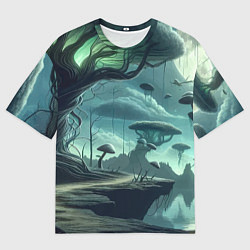 Футболка оверсайз мужская Сказочный грибной лес на похожей планете - фантази, цвет: 3D-принт
