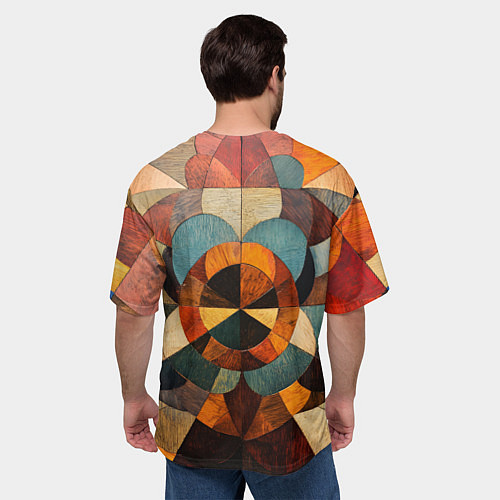 Мужская футболка оверсайз Винтажная мозайка / 3D-принт – фото 4