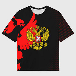 Футболка оверсайз мужская Герб РФ красный, цвет: 3D-принт
