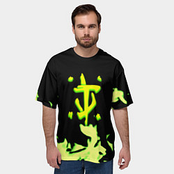 Футболка оверсайз мужская Doom кислотное лого огонь, цвет: 3D-принт — фото 2