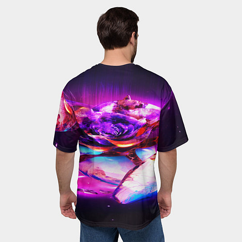 Мужская футболка оверсайз Неоновые абстракция краски / 3D-принт – фото 4