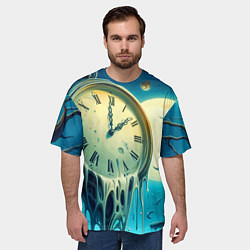 Футболка оверсайз мужская Часы в сказочном лесу под луной - фантазия, цвет: 3D-принт — фото 2