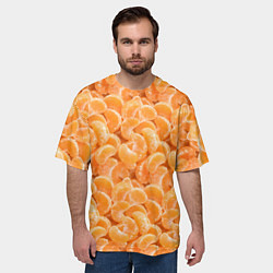 Футболка оверсайз мужская Паттерн дольки мандарин, цвет: 3D-принт — фото 2