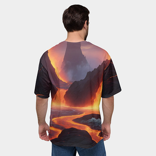 Мужская футболка оверсайз Текущая лава / 3D-принт – фото 4