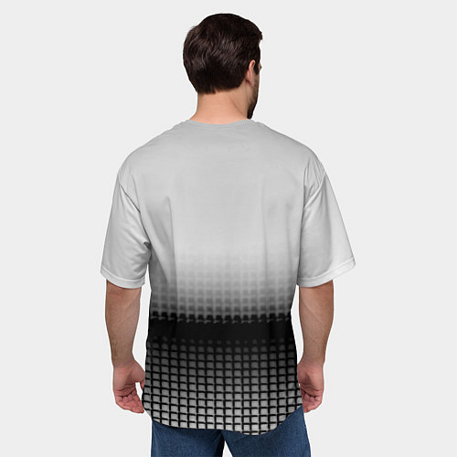 Мужская футболка оверсайз Герб РФ текстура серая / 3D-принт – фото 4