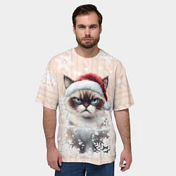 Футболка оверсайз мужская Угрюмый кот, цвет: 3D-принт — фото 2