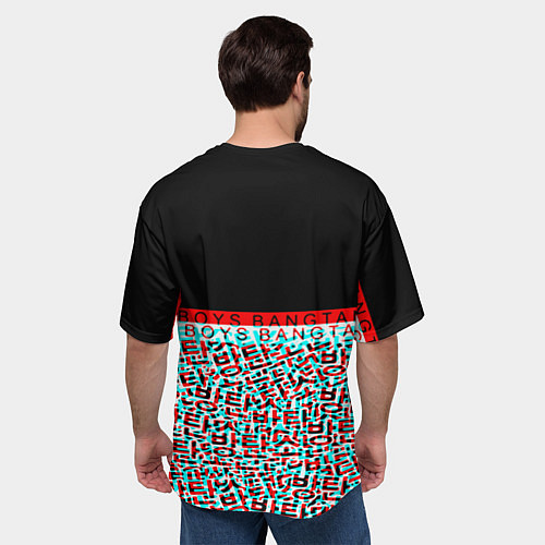 Мужская футболка оверсайз BTS glitch / 3D-принт – фото 4