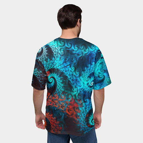 Мужская футболка оверсайз Оптическая абстракция узор / 3D-принт – фото 4