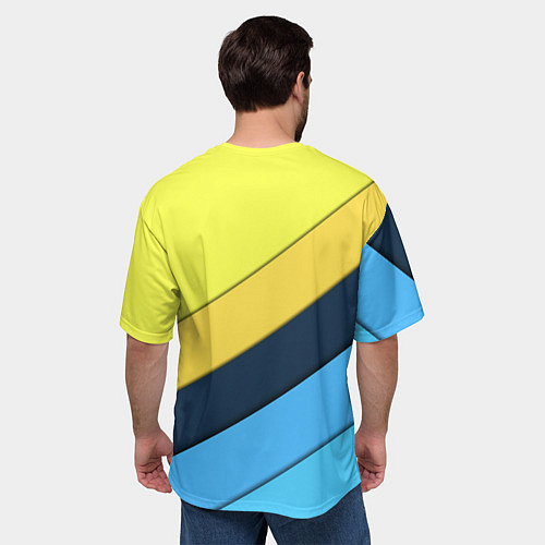 Мужская футболка оверсайз Геометрия полосы спорт / 3D-принт – фото 4