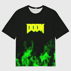 Футболка оверсайз мужская Doom кислотное лого огонь, цвет: 3D-принт