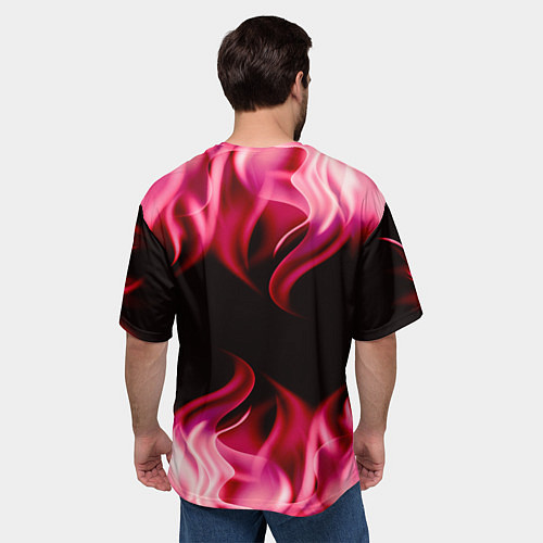 Мужская футболка оверсайз Ведьмак медальён в огне / 3D-принт – фото 4