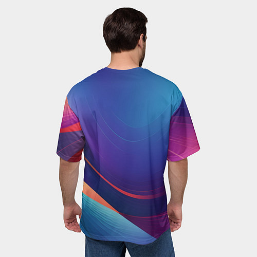 Мужская футболка оверсайз Красивый градиент абстракция / 3D-принт – фото 4