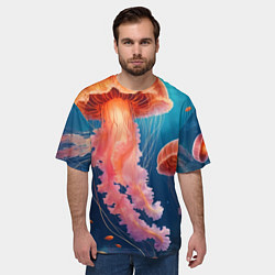 Футболка оверсайз мужская Подводный мир медузы, цвет: 3D-принт — фото 2