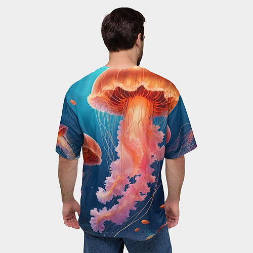 Мужская футболка оверсайз Подводный мир медузы / 3D-принт – фото 4