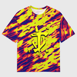 Футболка оверсайз мужская Doom огненный паттерн, цвет: 3D-принт
