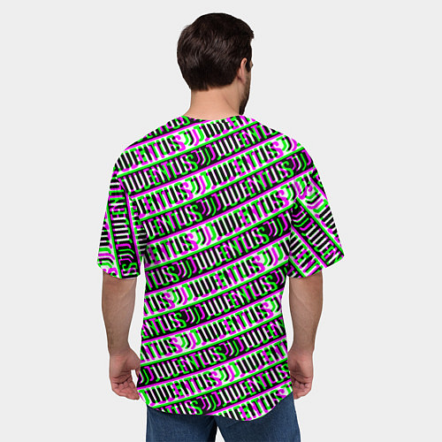 Мужская футболка оверсайз Juventus glitch pattern / 3D-принт – фото 4