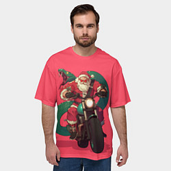 Футболка оверсайз мужская Дед Мороз на мотоцикле с змеёй за спиной, цвет: 3D-принт — фото 2