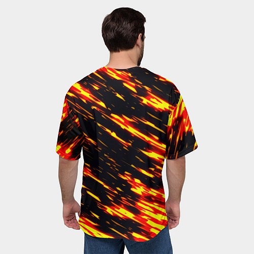 Мужская футболка оверсайз Portal огненный стиль / 3D-принт – фото 4