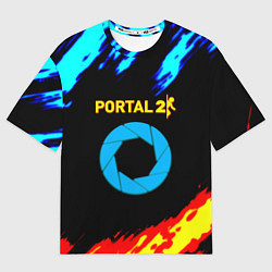 Футболка оверсайз мужская Portal лёд и пламя, цвет: 3D-принт