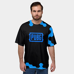 Футболка оверсайз мужская PUBG синие соты абстракция, цвет: 3D-принт — фото 2