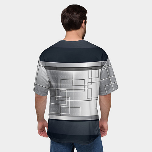 Мужская футболка оверсайз FORD текстура из метала / 3D-принт – фото 4
