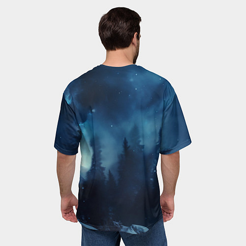 Мужская футболка оверсайз Голова волка и небо / 3D-принт – фото 4