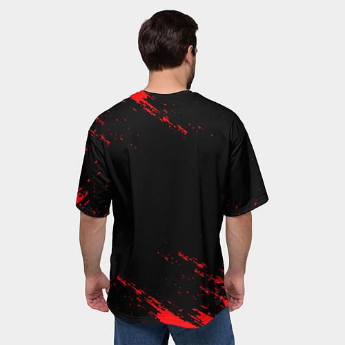 Мужская футболка оверсайз Quake красные краски / 3D-принт – фото 4