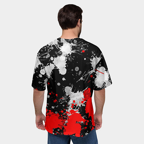 Мужская футболка оверсайз Герб РФ абстрактыне краски / 3D-принт – фото 4