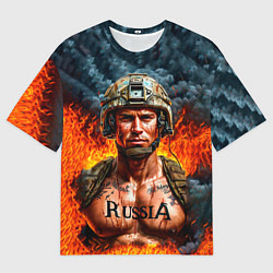 Футболка оверсайз мужская Воин России, цвет: 3D-принт