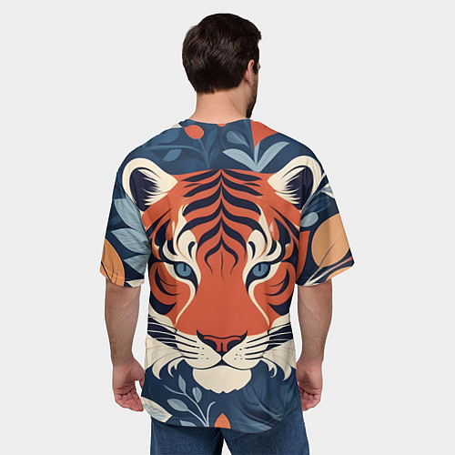 Мужская футболка оверсайз Тигр яркие контрасты / 3D-принт – фото 4