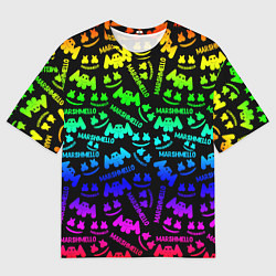 Футболка оверсайз мужская Marshmello neon steel pattern, цвет: 3D-принт