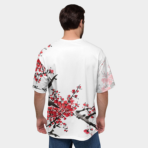 Мужская футболка оверсайз Китайский стиль - слива / 3D-принт – фото 4