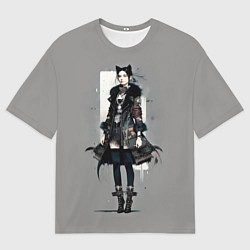 Футболка оверсайз мужская Girl cat fashionista - ai art fantasy, цвет: 3D-принт