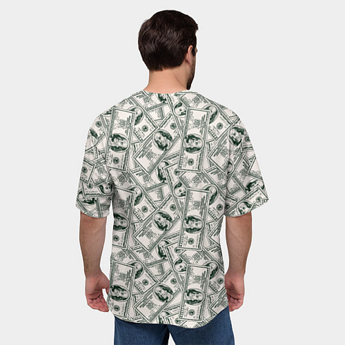 Мужская футболка оверсайз Знак доллар - зелень / 3D-принт – фото 4