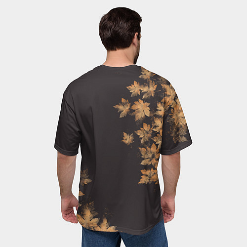 Мужская футболка оверсайз Осенние листья эффект / 3D-принт – фото 4