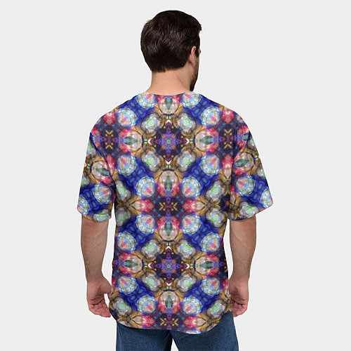 Мужская футболка оверсайз Пестрый калейдоскопический узор / 3D-принт – фото 4
