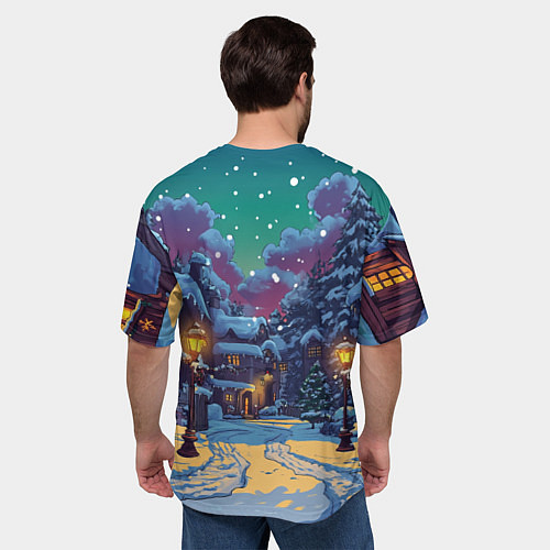 Мужская футболка оверсайз Глубокая зимняя ночь перед рождеством / 3D-принт – фото 4